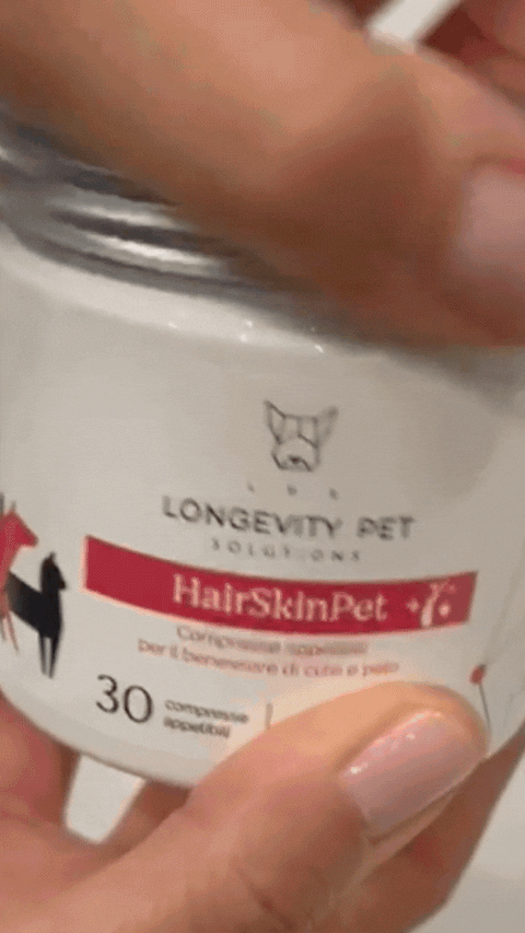 Longevity Pet HairSkinPet | Integratore per pelo folto e brillante cane e gatto | Supporto per la perdita di pelo e per la muta