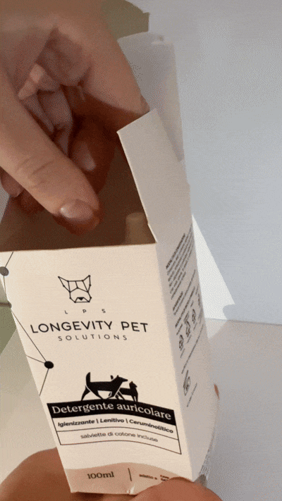 Longevity Pet Detergente Auricolare | Soluzione per pulire le orecchie di cani e gatti | Ideale contro cerume, irritazioni e infezioni