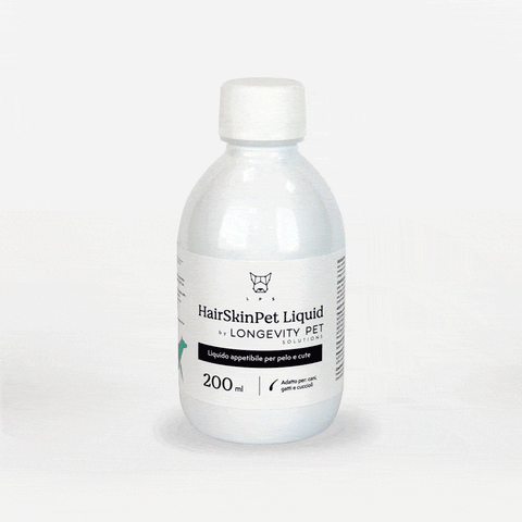 Longevity Pet HairSkinPet Liquid | Integratore per pelo folto e brillante cane e gatto | Supporto per la perdita di pelo e per la muta
