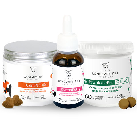 Soluzione Prurito da Stress Gatto | CalmPet + ProbioticPet Cane + DermaPet