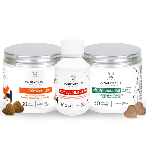 Kit Serenità & Intestino | CalmPet + OmegaMixPet + ProbioticPet Cane