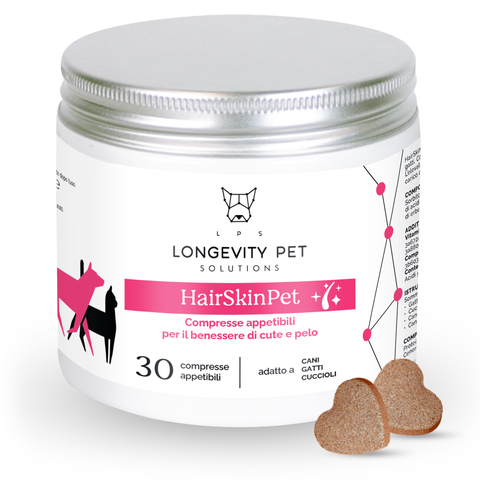 Longevity Pet HairSkinPet | Integratore per pelo folto e brillante cane e gatto | Supporto per la perdita di pelo e per la muta