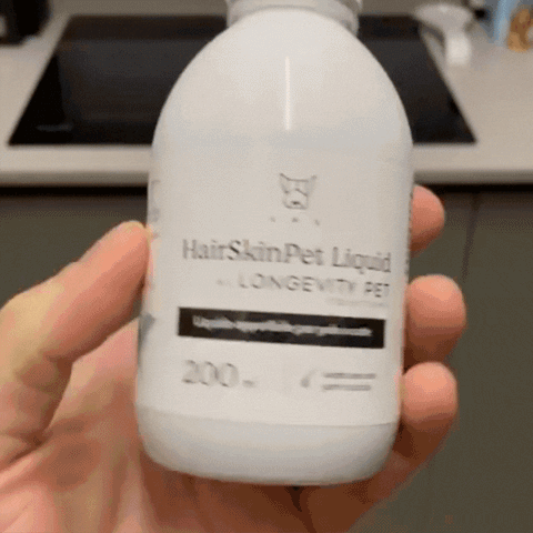 Longevity Pet HairSkinPet Liquid | Integratore per pelo folto e brillante cane e gatto | Supporto per la perdita di pelo e per la muta