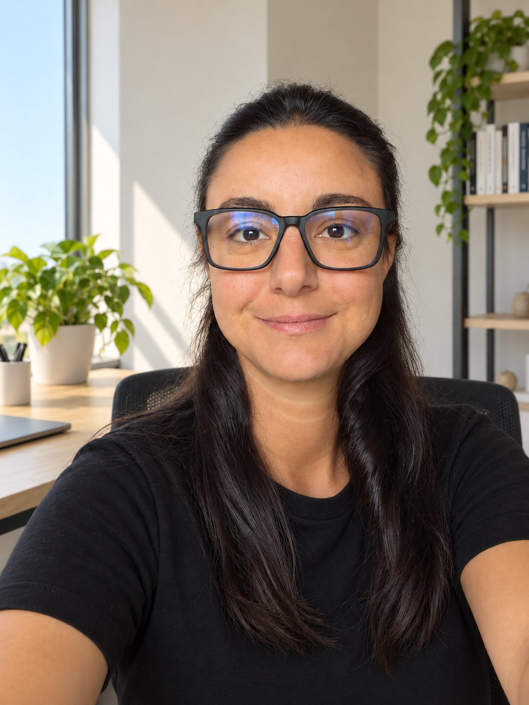 Francesca, responsabile scientifica di Longevity Pet, ritratta alla sua scrivania